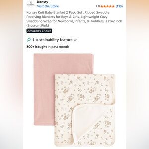 Pink and Cream Baby Swaddle Blanket Set